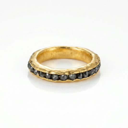 Gold 22ct ring with black diamonds handcrafted by Ram Rijal.