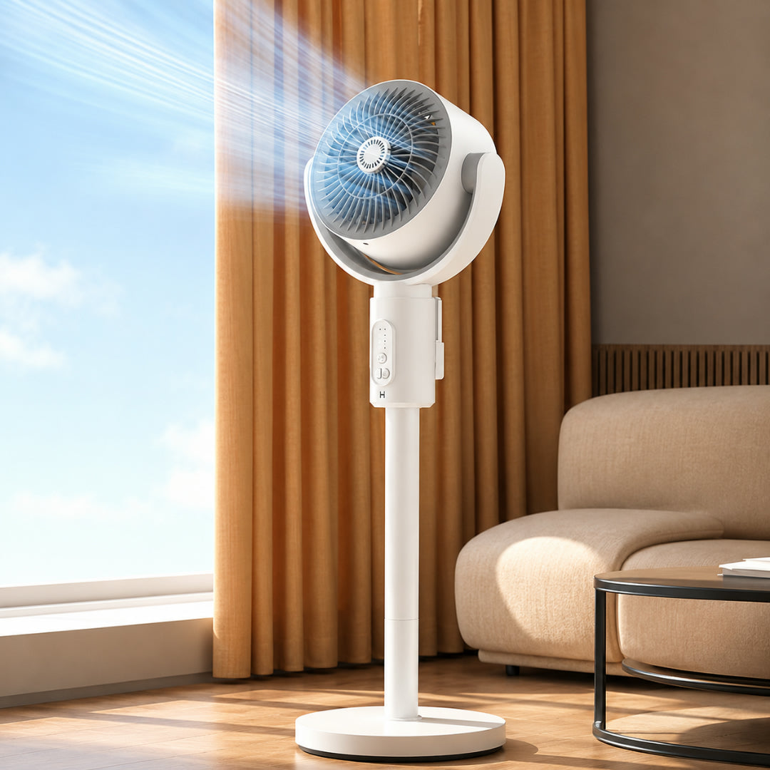 White Pedestal Fan | Quiet Operation with 5 Speed Settings & Oscillation