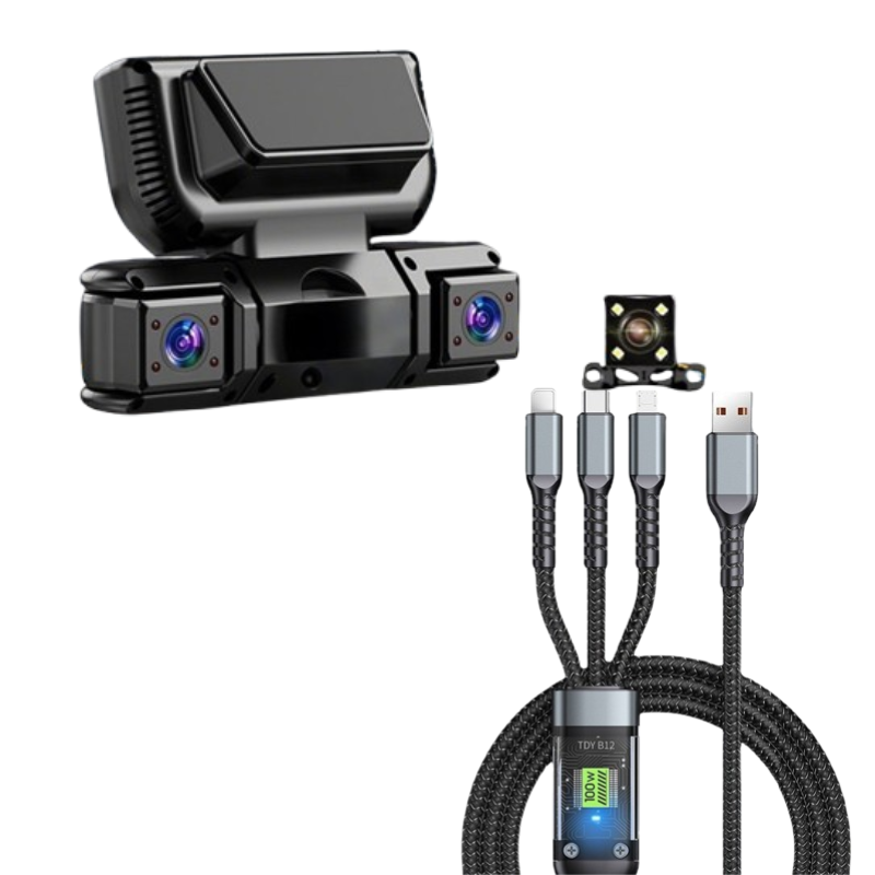 4-Channel Dashcam | 360° Surround View, Night Vision, GPS, WiFi
