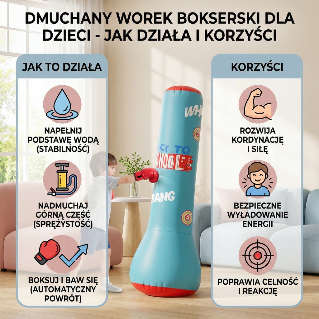 Kids Inflatable Punching Bag | Water Base, Soft Padding, Indoor/Outdoor