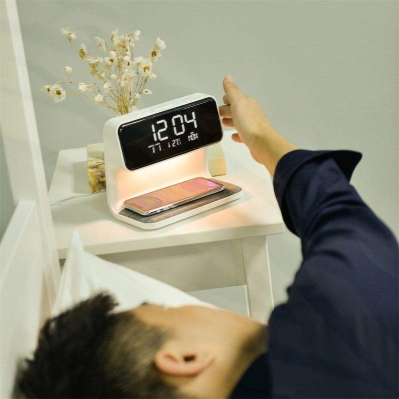 3-in-1 Alarm Clock | Wireless Charger & Dimmable Night Light