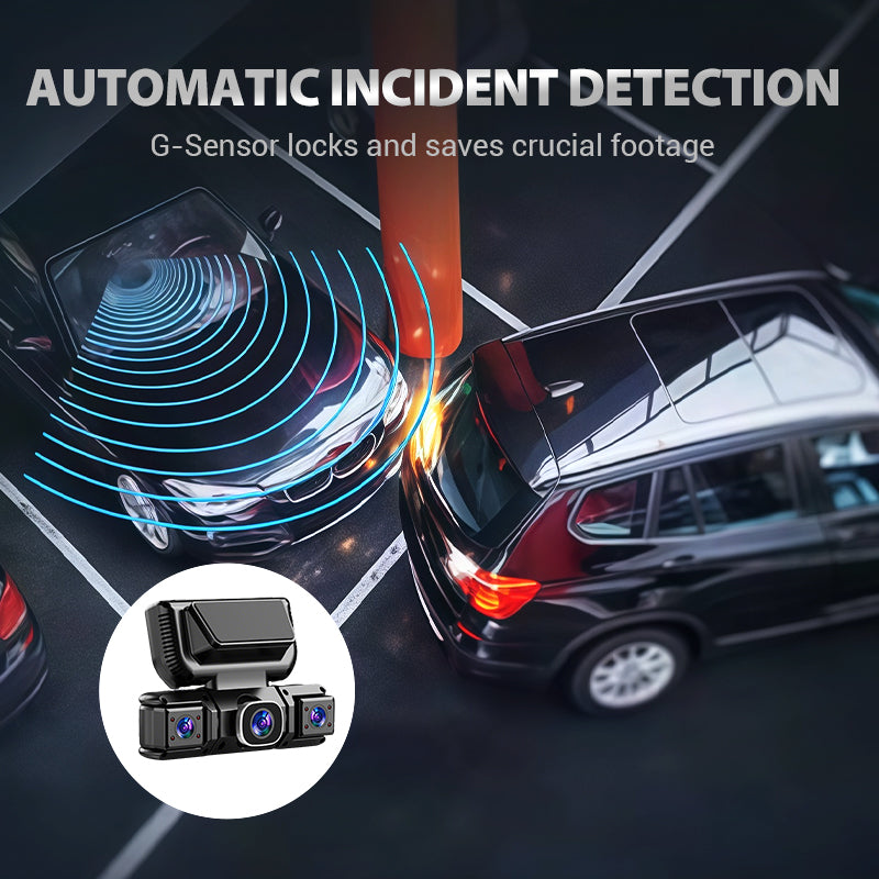 4-Channel Dashcam | 360° Surround View, Night Vision, GPS, WiFi