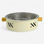 Compact Round Charcoal Grill | 28cm, Stainless Steel Grate, Wood Handles