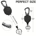 Retractable ID Holder | 80cm Reach, 360° Rotation, Carabiner Clip