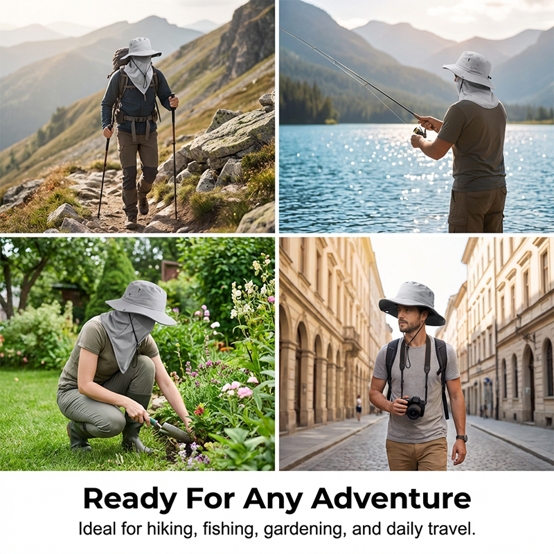 Collage of a person engaging in various activities with text 'Ready For Any Adventure'.