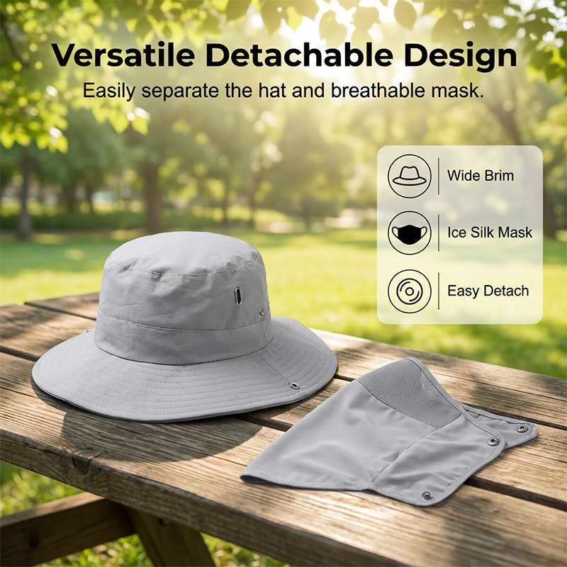 Sun Protection Hat with Removable Face Shield – 2-in-1 with Cooling Ice-Silk