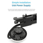 Black USB power supply with installation instructions on a white background