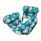 Car seat cover with tropical leaf pattern on a white background