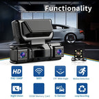 4-Channel Dashcam | 360° Surround View, Night Vision, GPS, WiFi