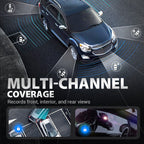 Car with multi-channel coverage features displayed on a dark background