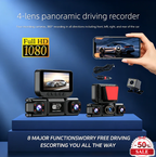 4-Channel Dashcam | 360° Surround View, Night Vision, GPS, WiFi
