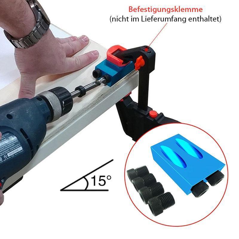 Drill press with a clamp attachment and additional components on a white background