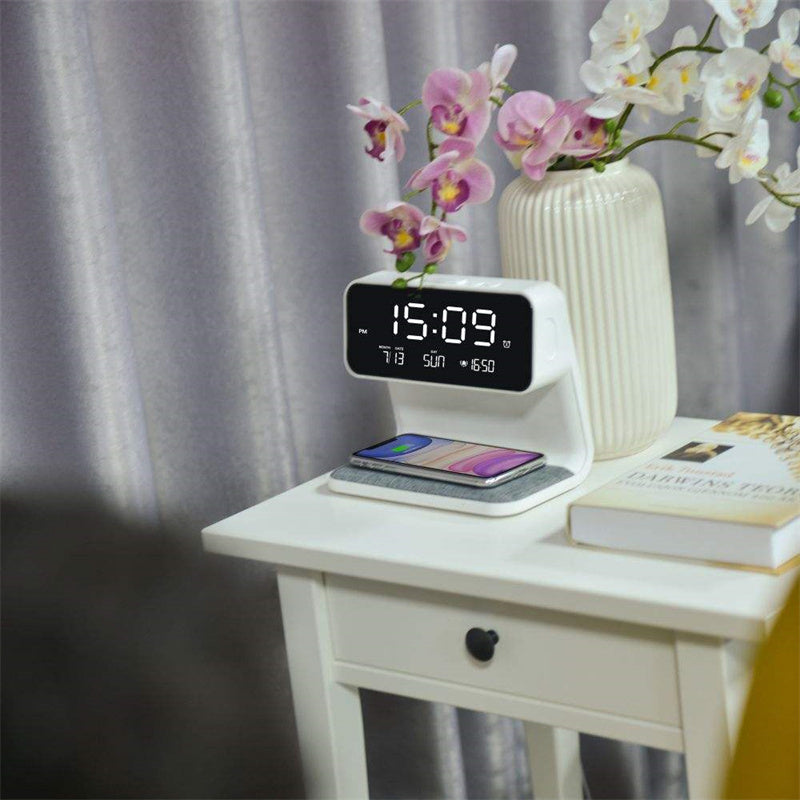 3-in-1 Alarm Clock | Wireless Charger & Dimmable Night Light