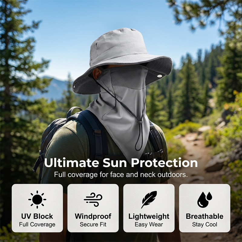 Sun Protection Hat with Removable Face Shield – 2-in-1 with Cooling Ice-Silk