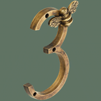 Bronze number '3' with a decorative design on a transparent background