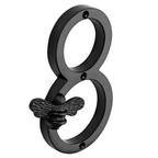 Black metal number '8' with a bee design on a white background