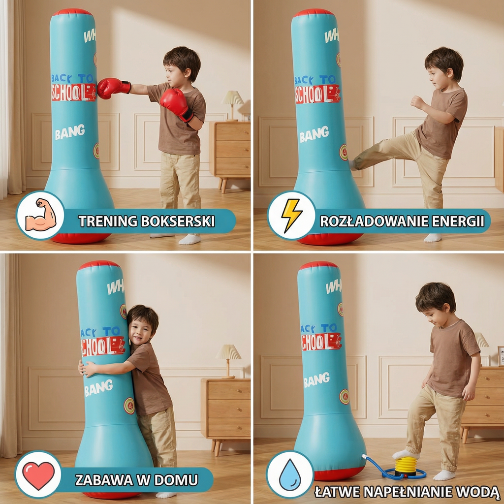 Kids Inflatable Punching Bag | Water Base, Soft Padding, Indoor/Outdoor