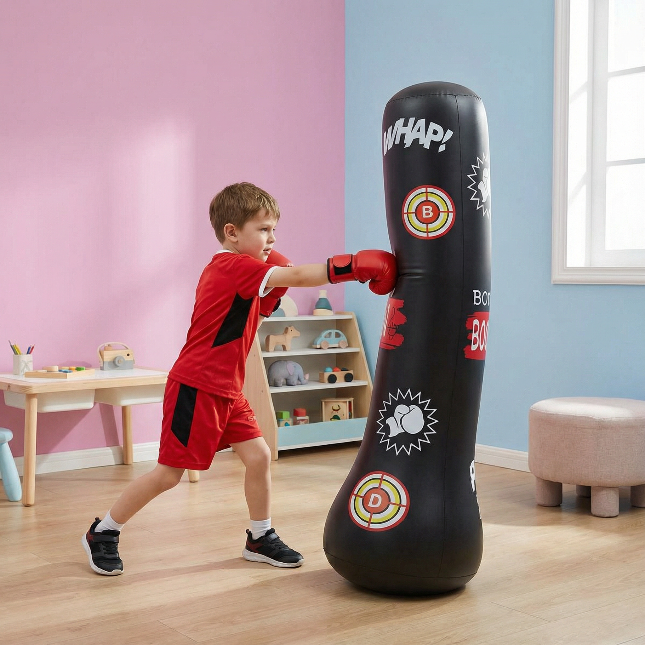 Kids Inflatable Punching Bag | Water Base, Soft Padding, Indoor/Outdoor