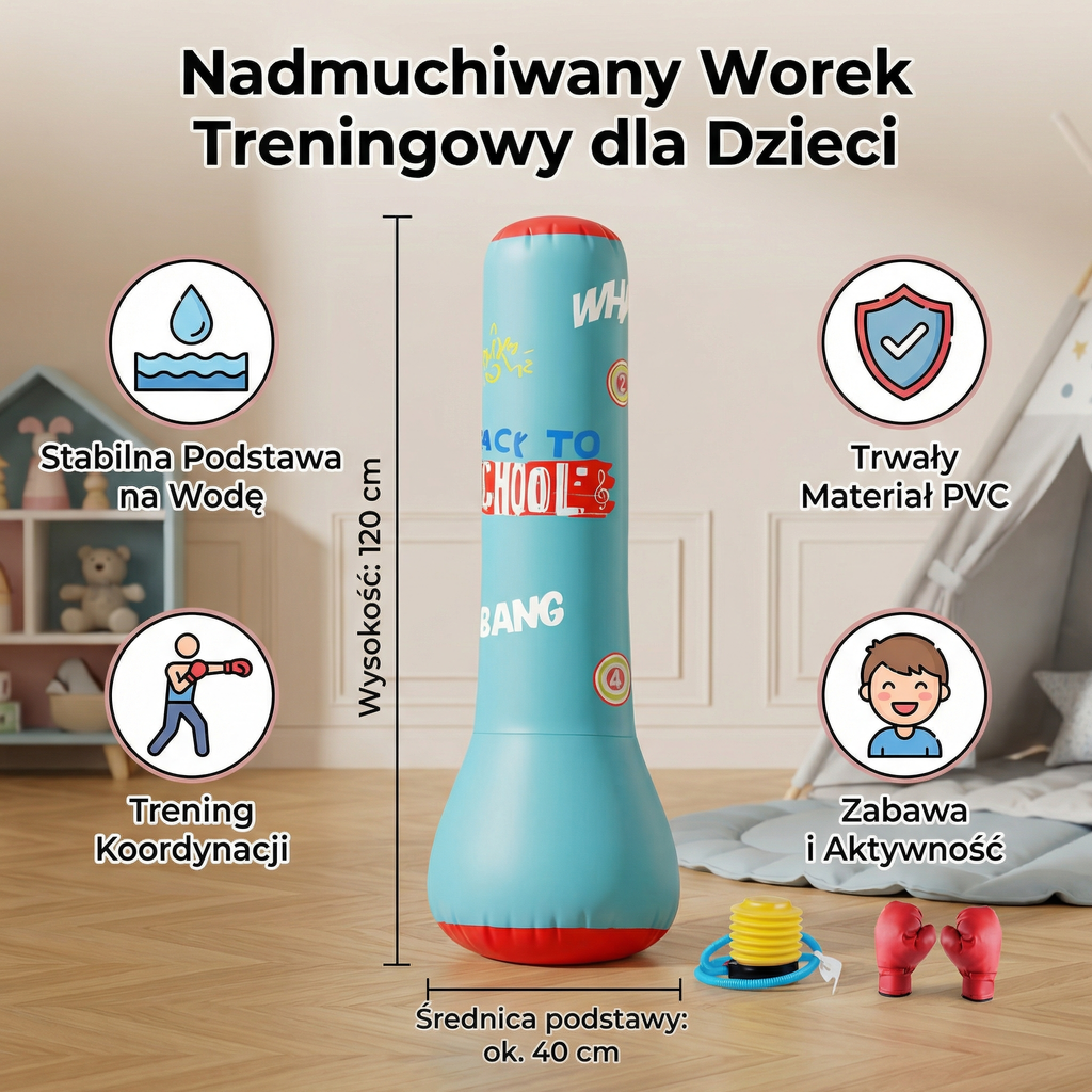 Kids Inflatable Punching Bag | Water Base, Soft Padding, Indoor/Outdoor
