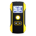 Yellow and black laser measure device on a white background