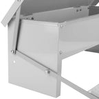 Metallic object with a grid-like structure on a white background