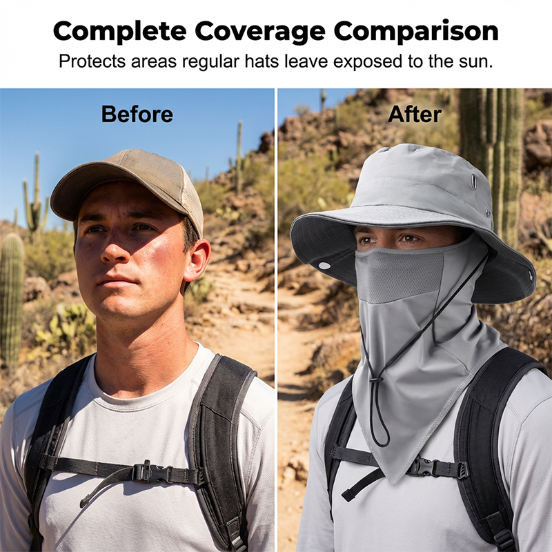 Sun Protection Hat with Removable Face Shield – 2-in-1 with Cooling Ice-Silk
