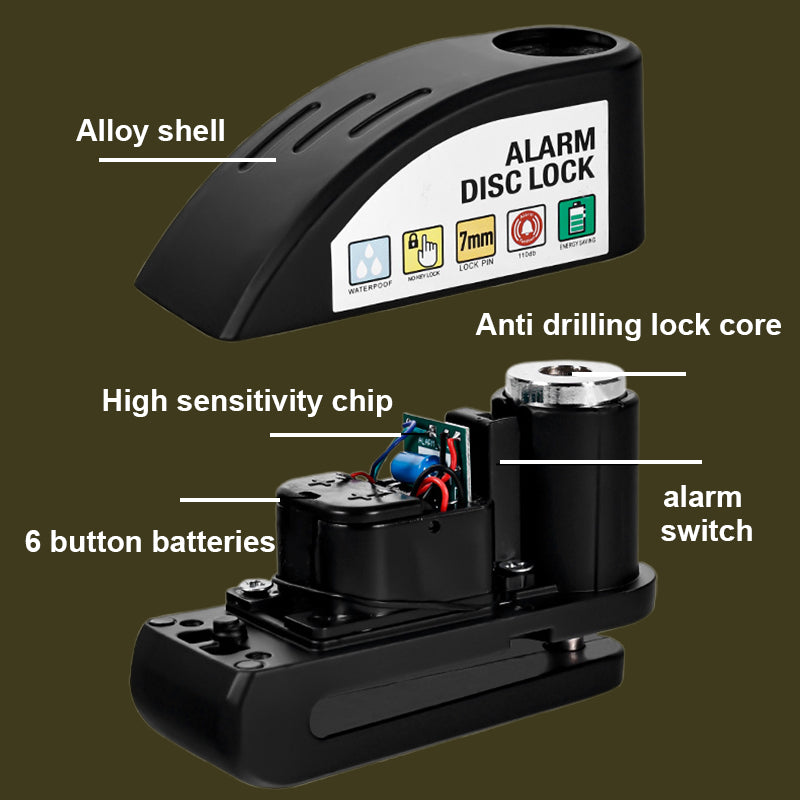 Disc Brake Lock with 110dB Alarm | For Motorcycles & Bicycles