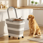 Collapsible Pet Food Container | Wheels, Lid & Scoop Included