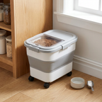 Collapsible Pet Food Container | Wheels, Lid & Scoop Included