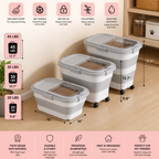 Collapsible Pet Food Container | Wheels, Lid & Scoop Included