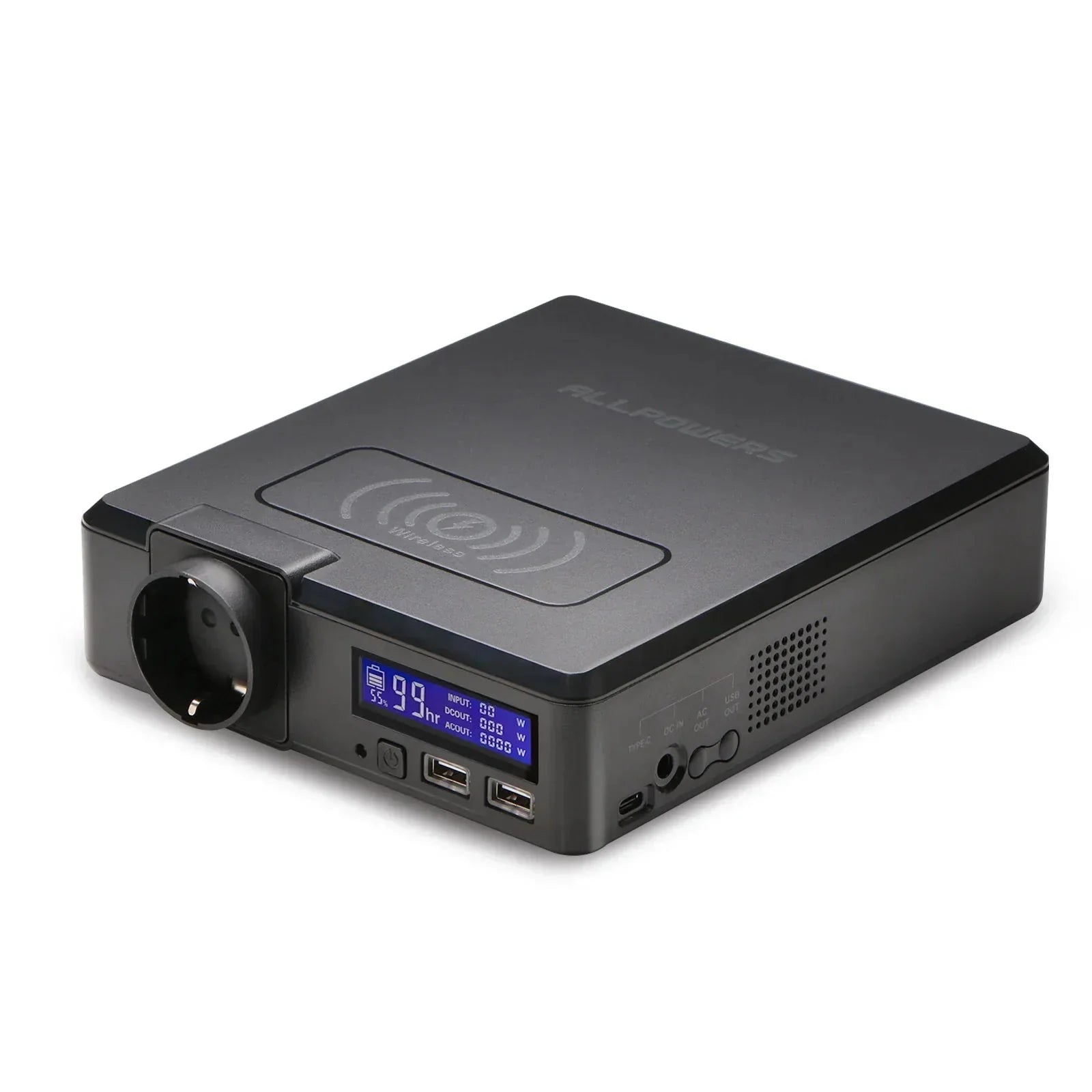 Portable Power Station with Digital Display – 41,600 mAh, AC Outlets, Wireless Charging