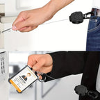 Retractable ID Holder | 80cm Reach, 360° Rotation, Carabiner Clip