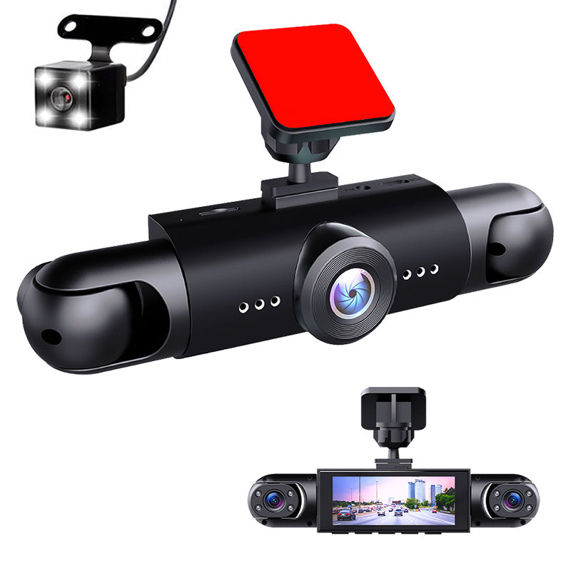 Car dashboard camera with multiple cameras on a white background