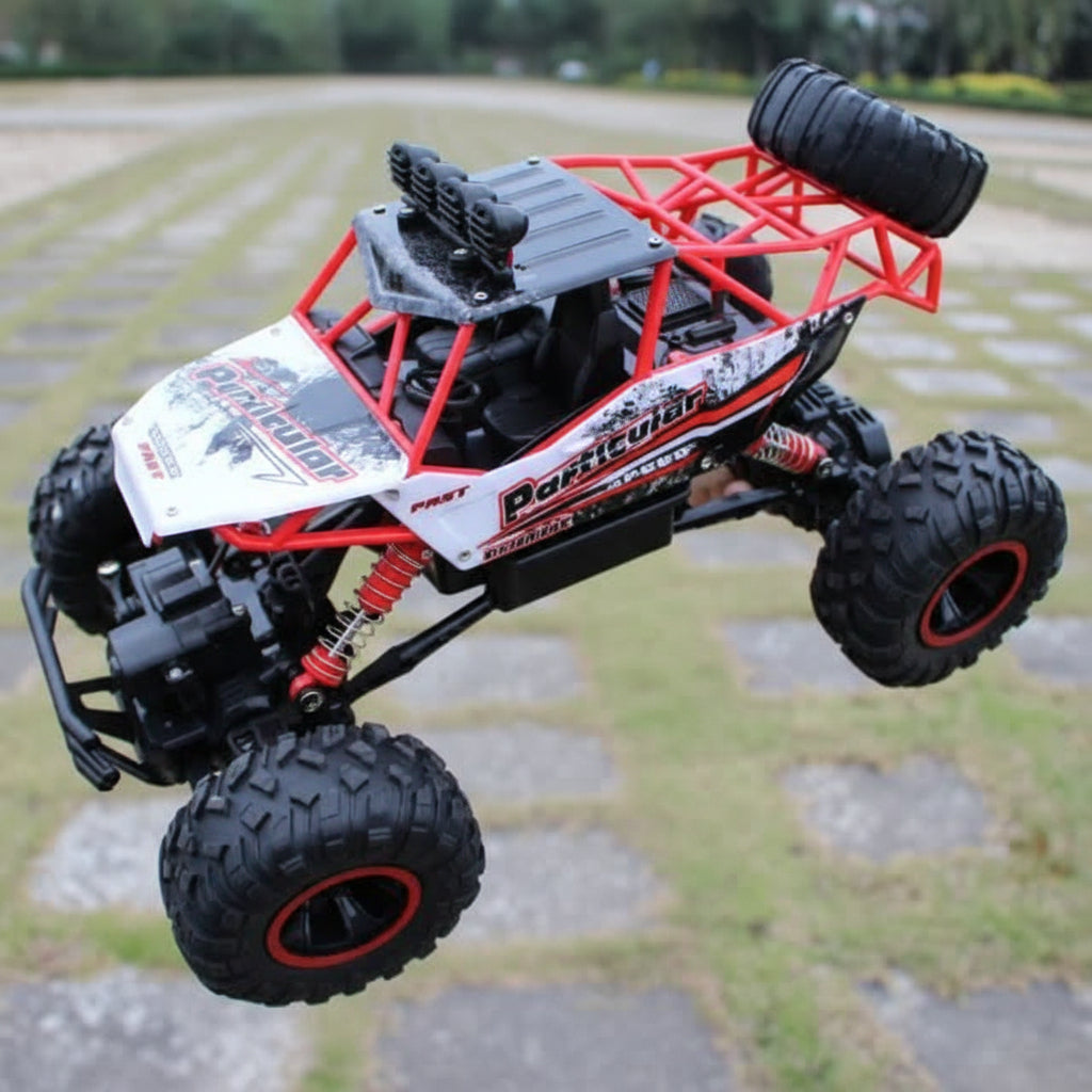 Remote control monster truck on a grassy field
