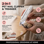 2-in-1 Pet Nail Clipper with LED | Quiet Trimmer for Dogs & Cats