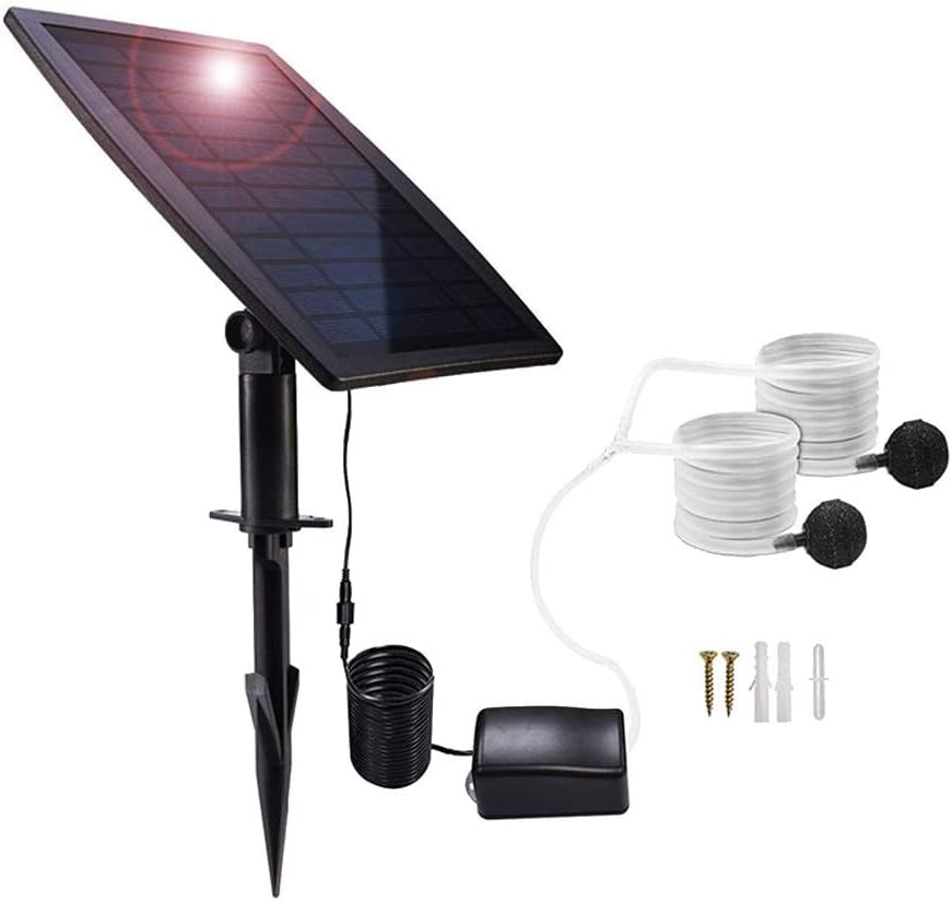 Solar panel with water pump and accessories on a white background