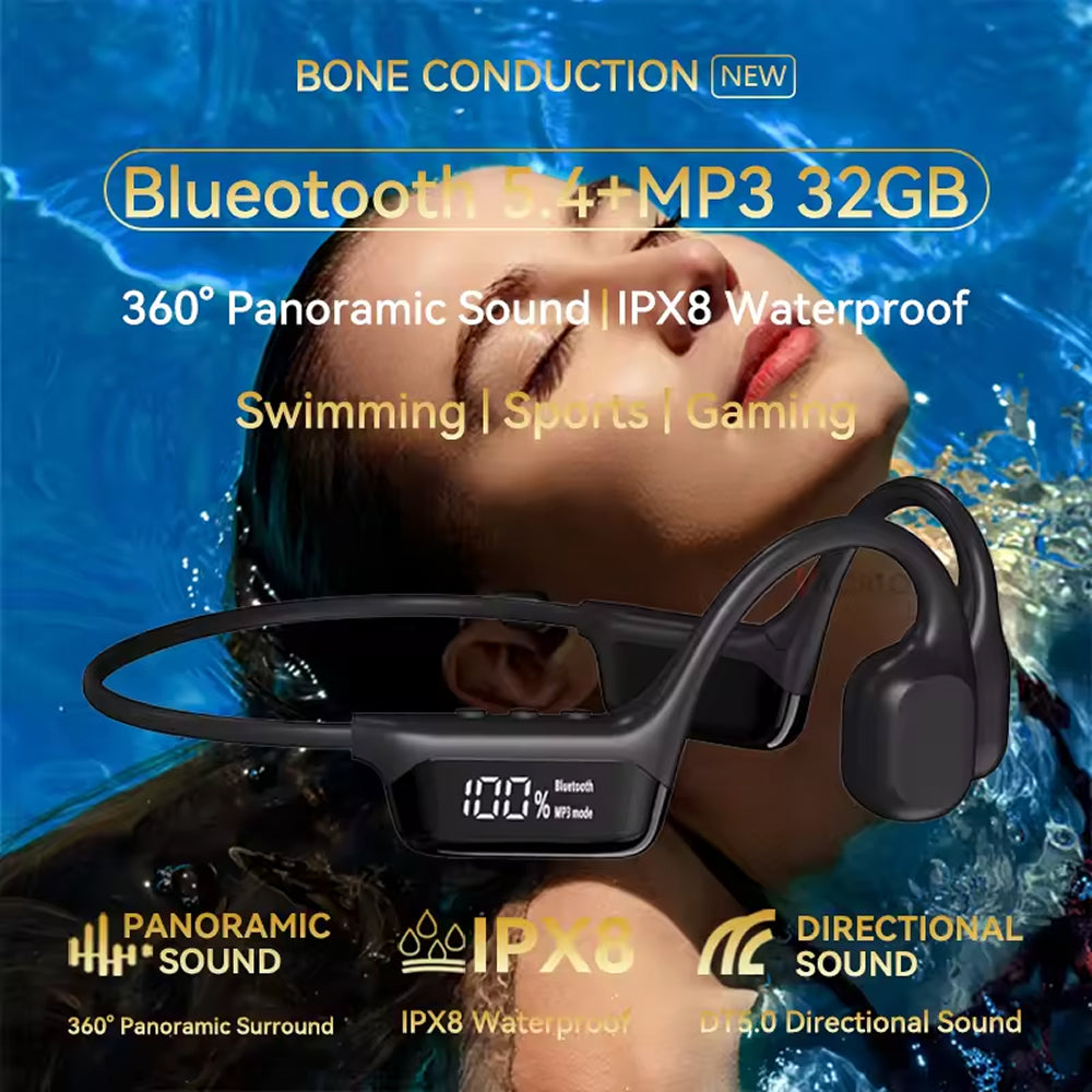 IPX8 Bone Conduction Swim Headphones