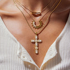 Nova Cross Necklace | 18K Gold Plated, 5A Zirconia, Hypoallergenic