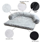 Gray pet bed with features highlighted on a white background