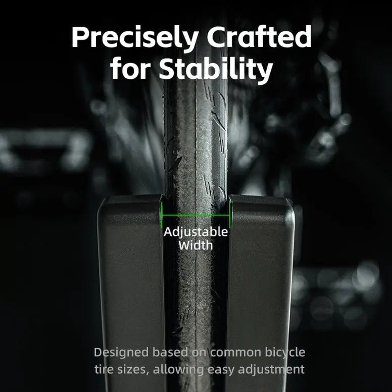 Bicycle tire with adjustable width feature on a blurred background