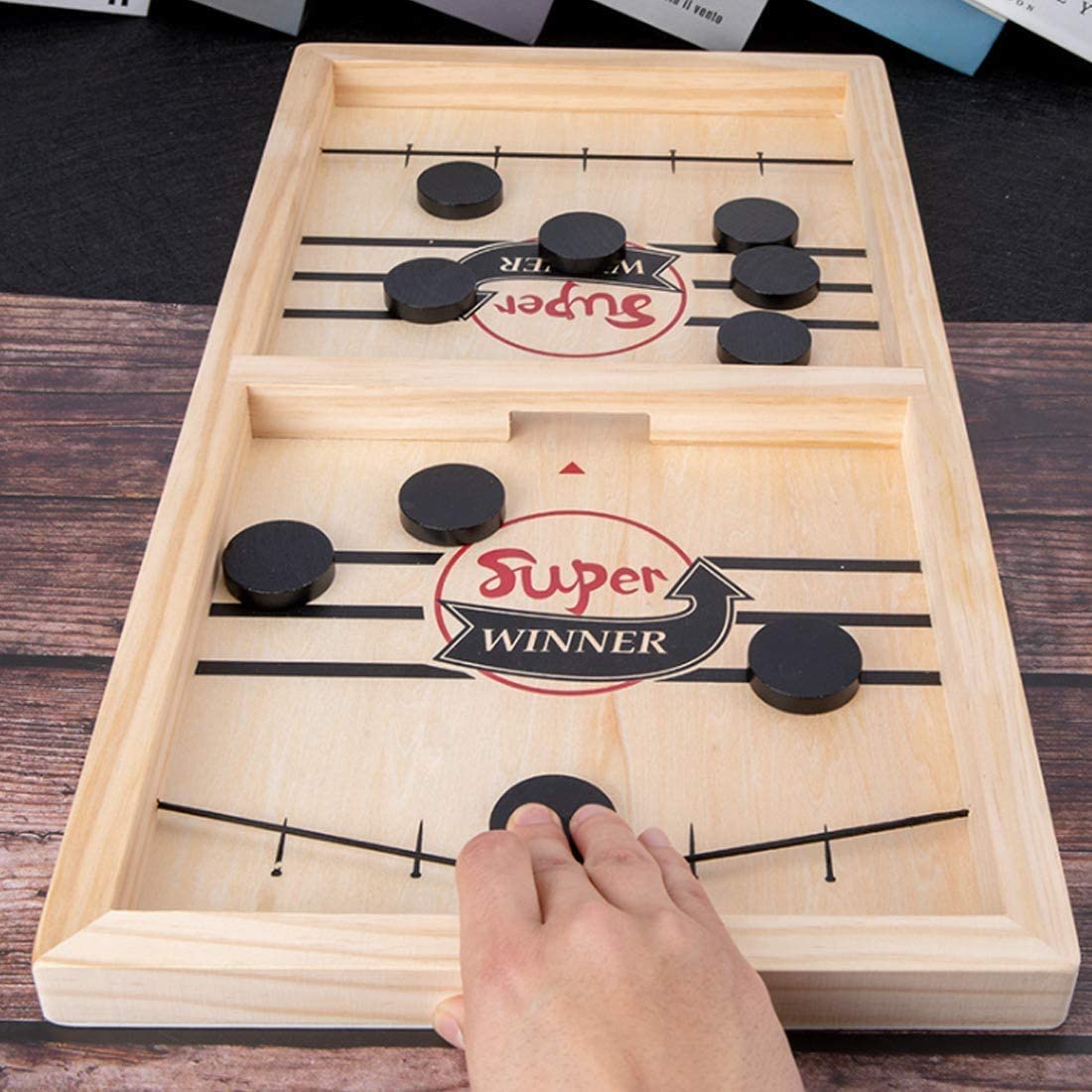 2-in-1 Table Football & Shuffleboard | Wooden Board, 58 x 31cm