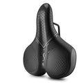 Black bicycle saddle with textured design on a white background