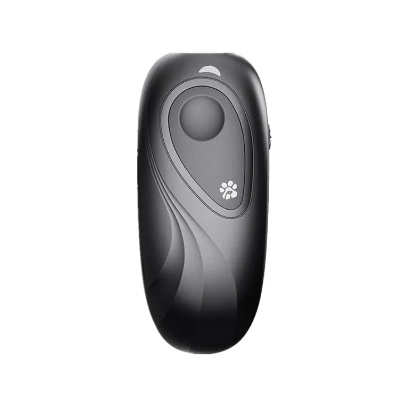 Black electronic device with a brand logo on a white background