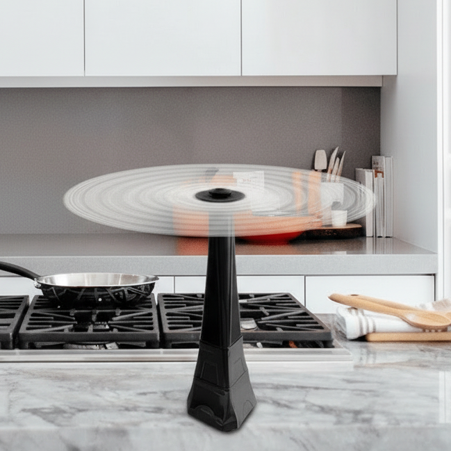Black kitchen exhaust hood in a modern kitchen setting