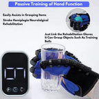 Rehabilitation gloves with digital display and training ball, used for passive hand function training.
