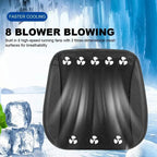 Black cooling pillow with 8 blower outlets against a icy background