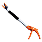 Gardening tool with orange and black handles on a white background