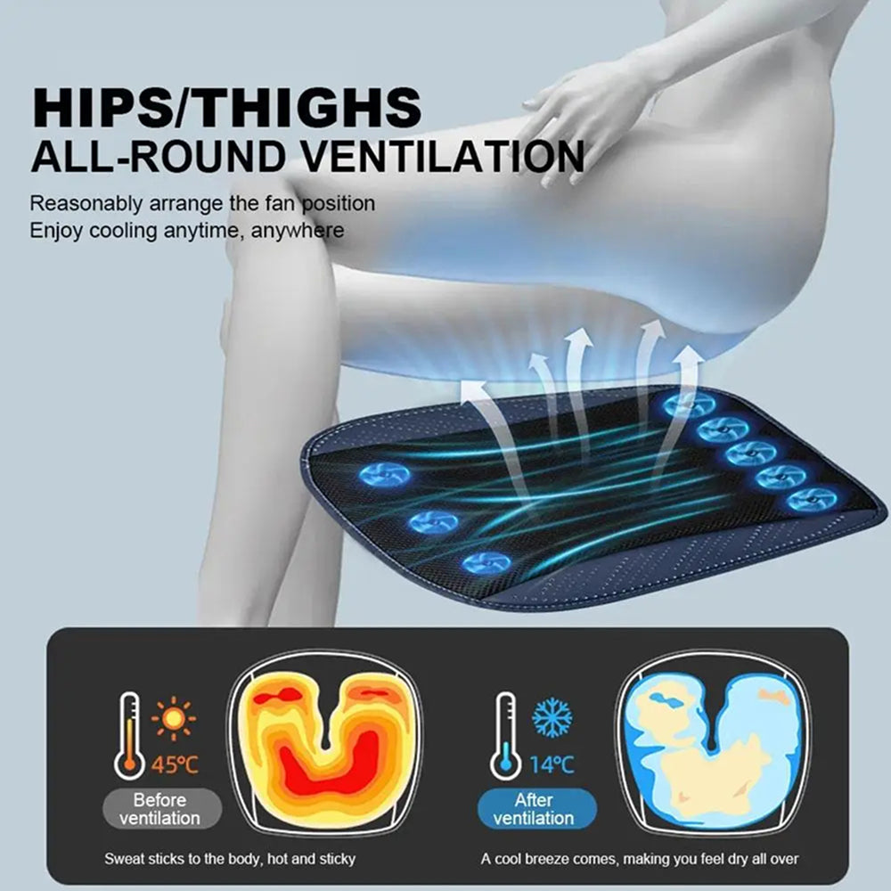 Ventilation pad for hips and thighs with cooling effect illustration