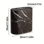 Black marble-patterned cylindrical object with dimensions labeled on a white background