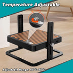 Temperature adjustable device on a wooden surface with text indicating adjustable range.